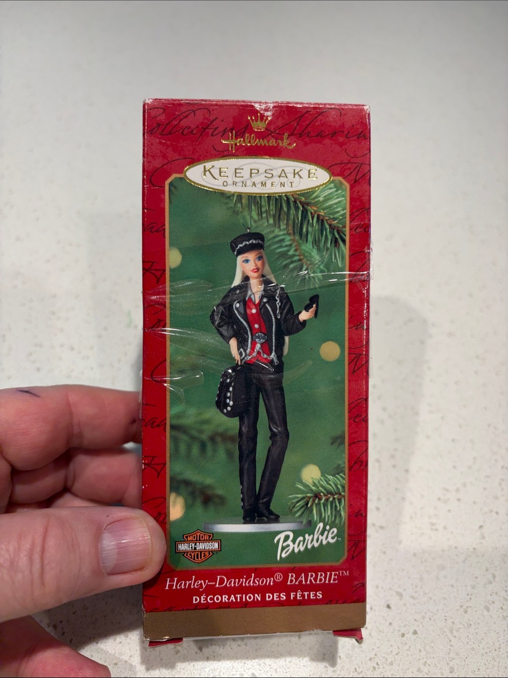 Hallmark Barbie Harley Davidson Ornament in Black and Red Outfit. 2000